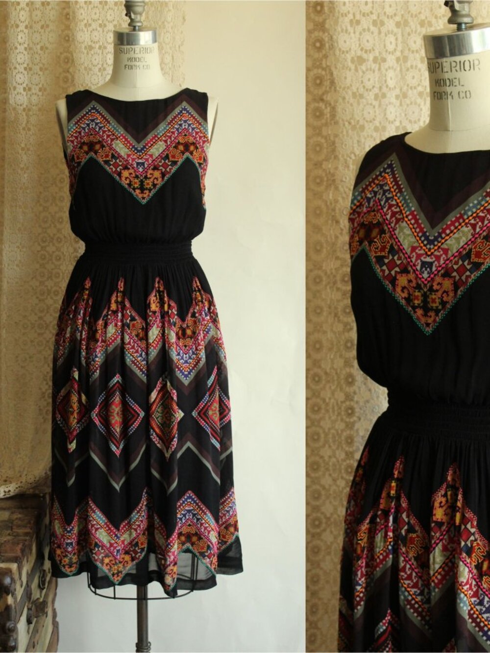 Tanvi Kedia Womens Dress, Size 6, Keyhole Back, Boho Folk Style Embroidery